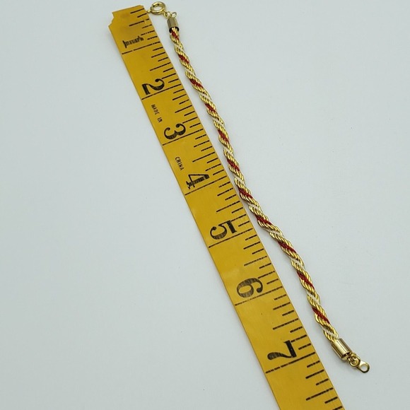 Twisted Rope Chain Necklace and Bracelet Gold Red Tone Womens Fashion Jewelry - Picture 9 of 10